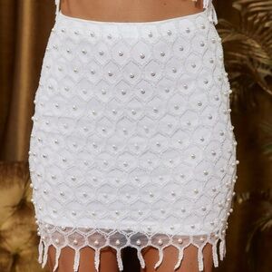12th Tribe Aria Pearl Embellished Mini Skirt LARGE